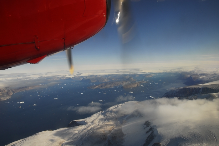 Survol des fjords avant l'arrivée à Ilulissat
