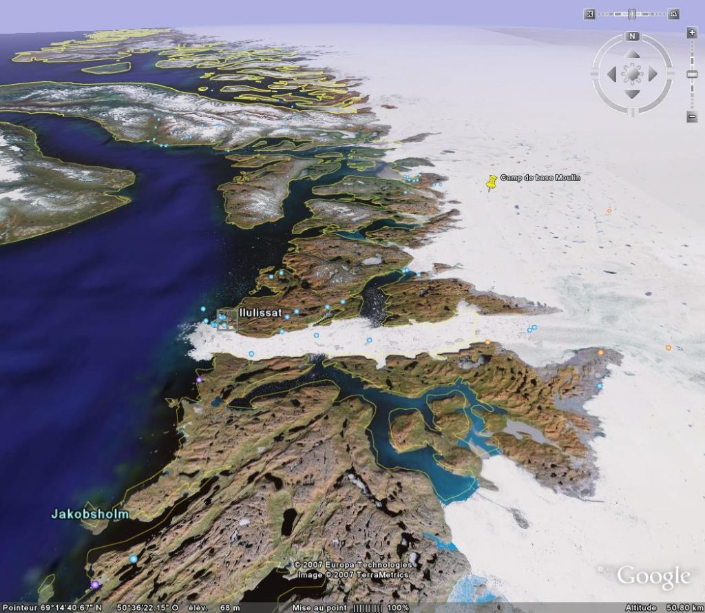 Situation d'Ilulissat et du camp de base