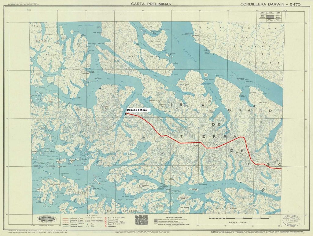 carte chilienne de 1954 tracé départ