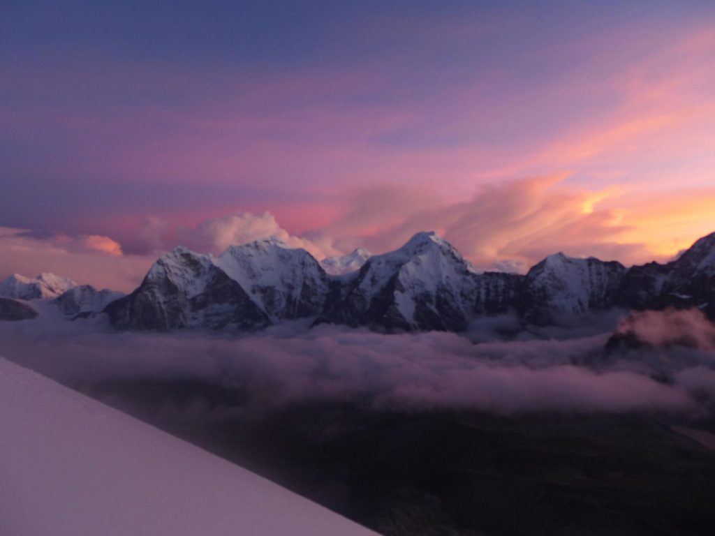 Coucher de soleil depuis le bivouac