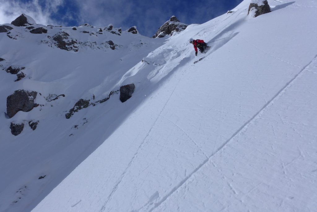 Antoine dans le couloir nord de la Cima Padon